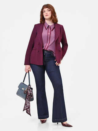Blaue Curvy High-Waist Flare-Jeans