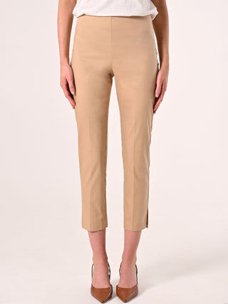 Pantaloni Skinny in Cotone Beige Scuro