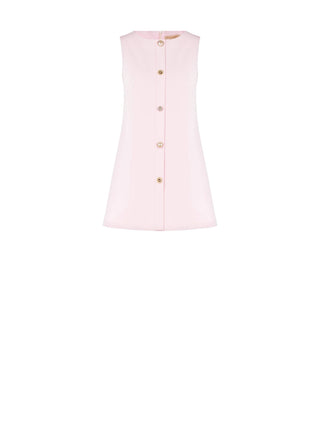 Robe fourreau rose à boutons-bijou