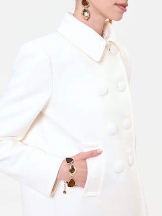 Kurze weiße Zweireiher-Jacke