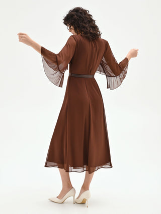 Chocolate Ruffle Midi Dress