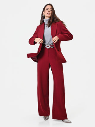 Pantalone palazzo bordeaux a vita alta