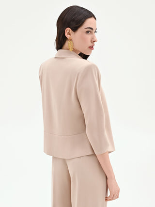 Giacca tortora beige dal design aperto in viscosa