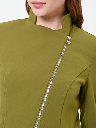 Oil Green Scuba Crepe Jacket