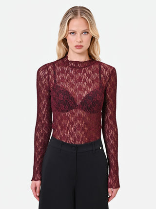 Burgundy Lace Top