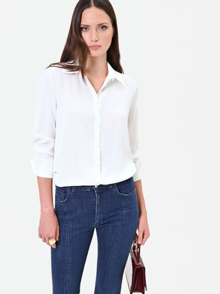 Satinbluse in Cremeweiß