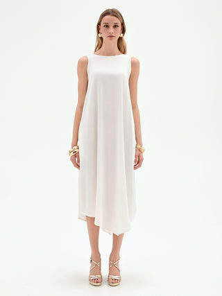 Abito panna bianco con dettaglio schiena scoperta