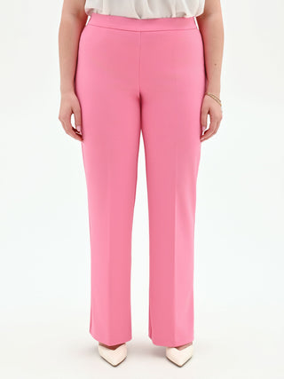 Pantalone Curvy rosa a vita alta in scuba crèpe