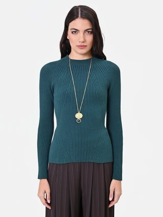 Petrol Green Ribbed Viscose Sweater