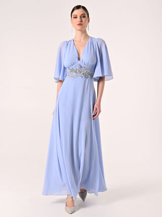 Abito Rinascimento atelier Azzurro Decoro Pietre