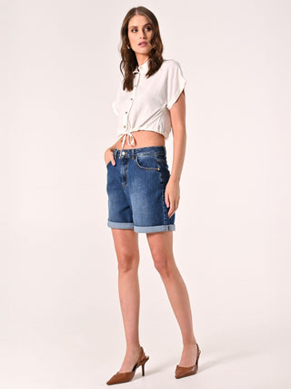 Uniform-wash Denim Shorts