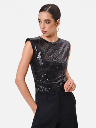 Black Sleeveless Sequin Top