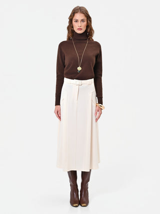Gonna midi in misto viscosa bianca con cintura