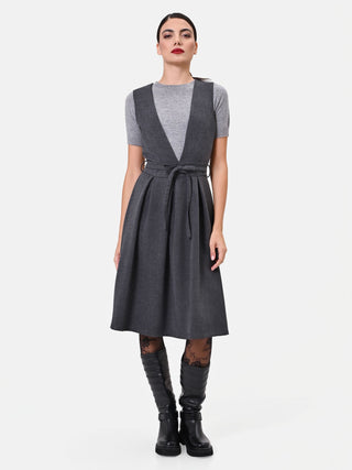 Dunkelgraues Trägerkleid aus Viskose-Mix