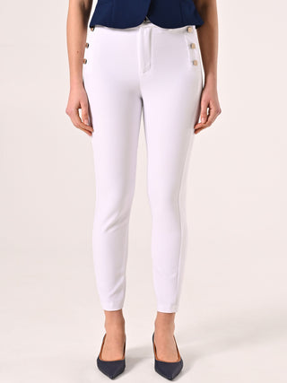 White Trousers with Nautical Buttons
