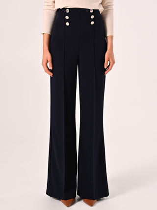 Blue Trousers with Sailor-style Buttons