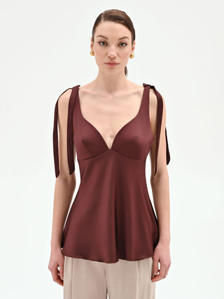 Chocolate satin top