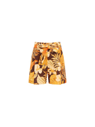 Orange Tropical Print Shorts