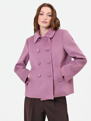 Manteau court croisé vieux rose