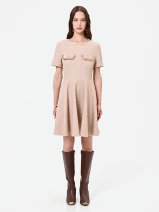 Robe courte taupe effet tweed