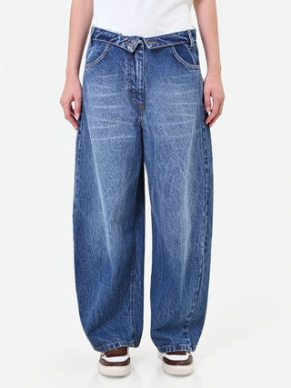Indigo Blue Jeans with Asymmetrical Closure