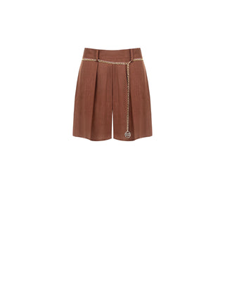Brown Shorts in Viscose Linen