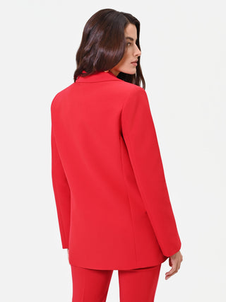 Red Double-Breasted Jacket with Gold Buttons