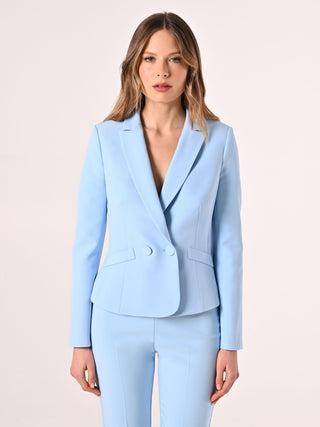 Double-breasted Jacket in Light Blue Technical Fabric