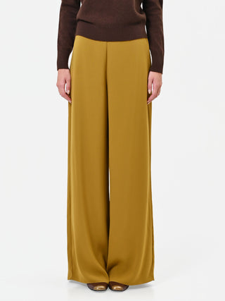 Pantalone fluido verde olio a palazzo