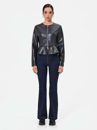 Black Flared Peplum Jacket