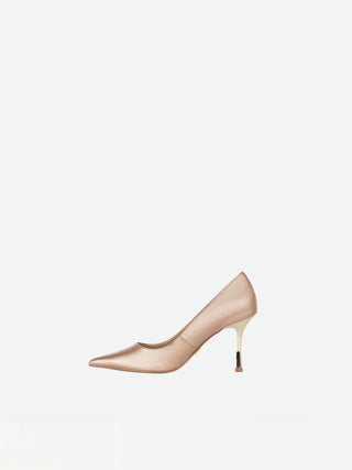 Décolleté Glitter con Tacco in Metallo Gold