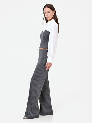 Graue Nadelstreifenhose mit Pailletten