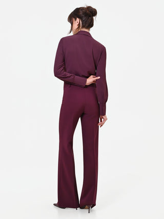 Pantalone Studio flare bordeaux in tessuto tecnico