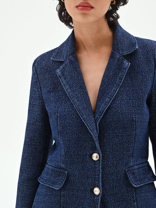 Blue lurex denim blazer jacket