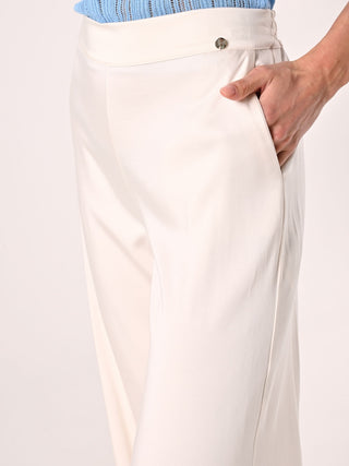White Trousers in Viscose Satin
