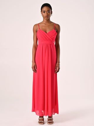 Fuchsia Empire-Waist Georgette Dress