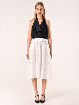 White Sangallo Midi Skirt