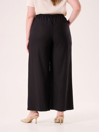 Pantaloni Curvy in Lino Viscosa Neri