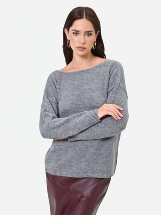Grey Boat Neck Sweater