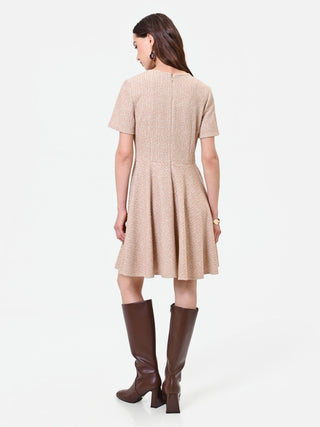 Robe courte taupe effet tweed