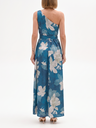 Long Dress with Teal Floral Print