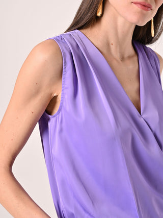 Crossover Top in Lavender Purple Satin