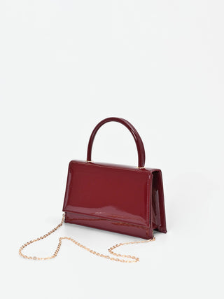 Sac à main bordeaux effet verni