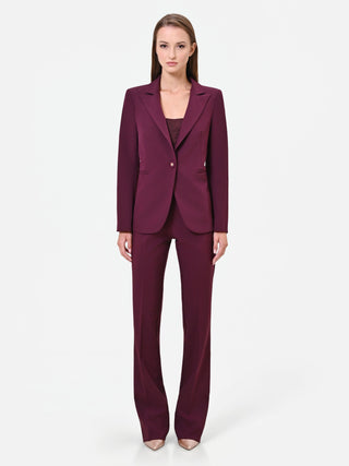 Burgundy Red Single-Breasted Technical Fabric Jacket