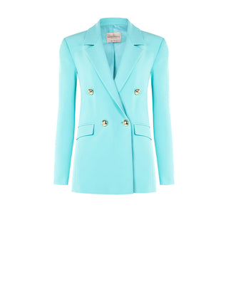 Double-breasted Jacket in Aqua Green Technical Fabric