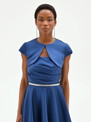 Coprispalla blu brillante in raso