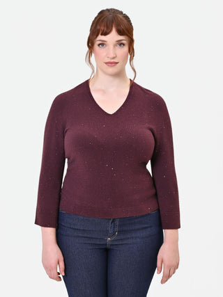 Jersey Curvy rojo burdeos con detalles brillantes