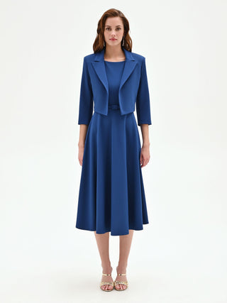 Bright Blue 3/4-Sleeve Bolero Jacket