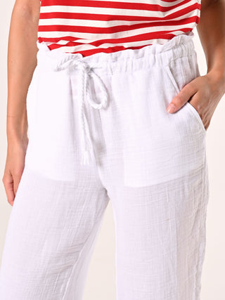 Pantaloni Ampi in Cotone Bianco