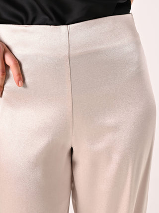 Pantalon en satin structuré beige